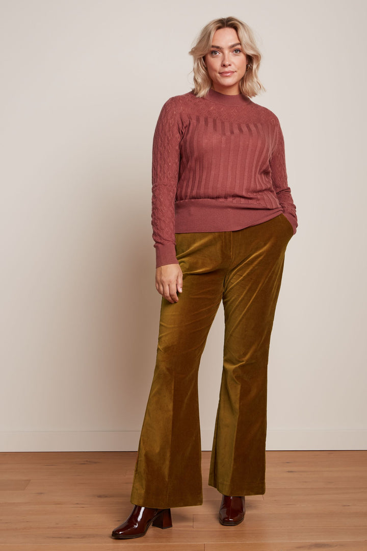 King Louie Marcie Flared Pants Uni Fargo #farve_golden-brown