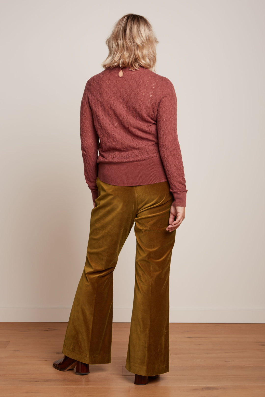 King Louie Marcie Flared Pants Uni Fargo #farve_golden-brown