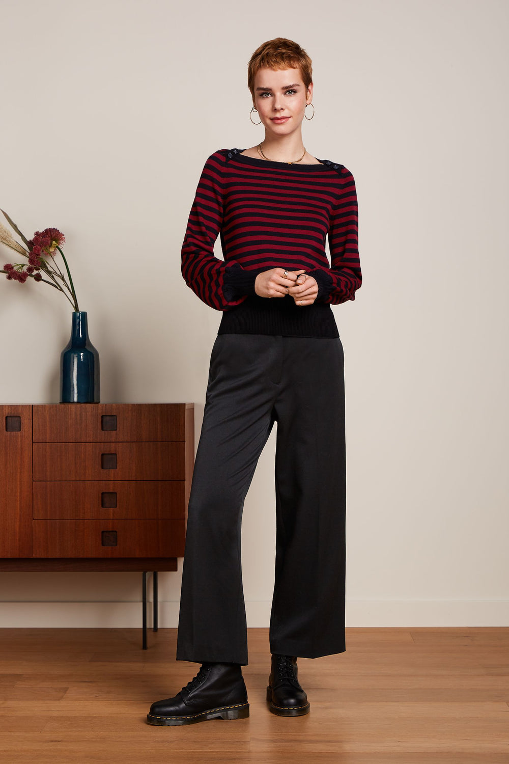 King Louie Marie Bell Top Loop Stripe #farve_cabernet-red