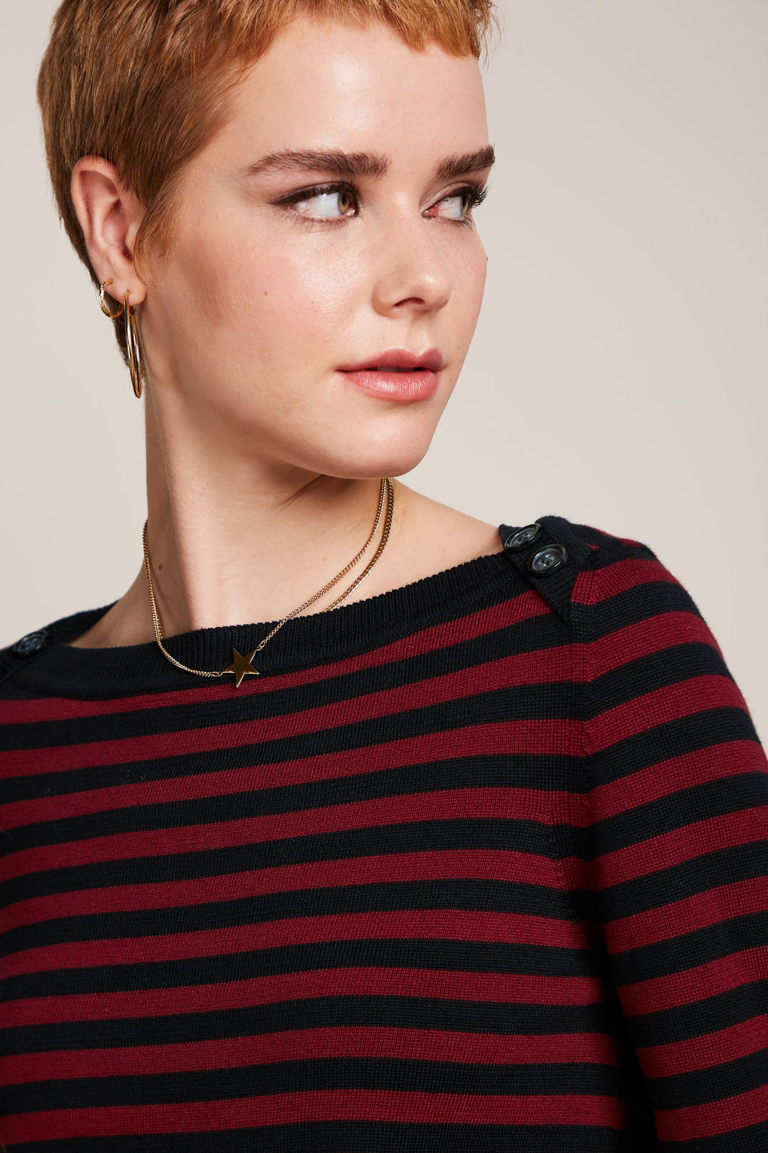 King Louie Marie Bell Top Loop Stripe #farve_cabernet-red