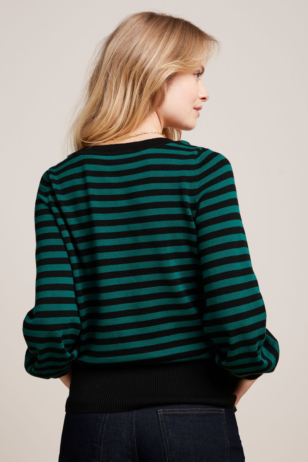 King Louie Marie Bell Top Loop Stripe #farve_peacock-green