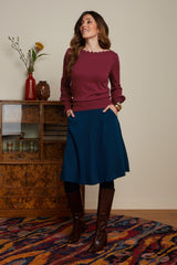 King Louie Serena Skirt Milano Crepe #farve_pond-blue
