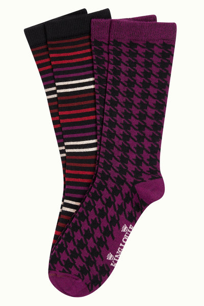 King Louie Socks 2-Pack Pied-De-Poule #farve_caspia-purple