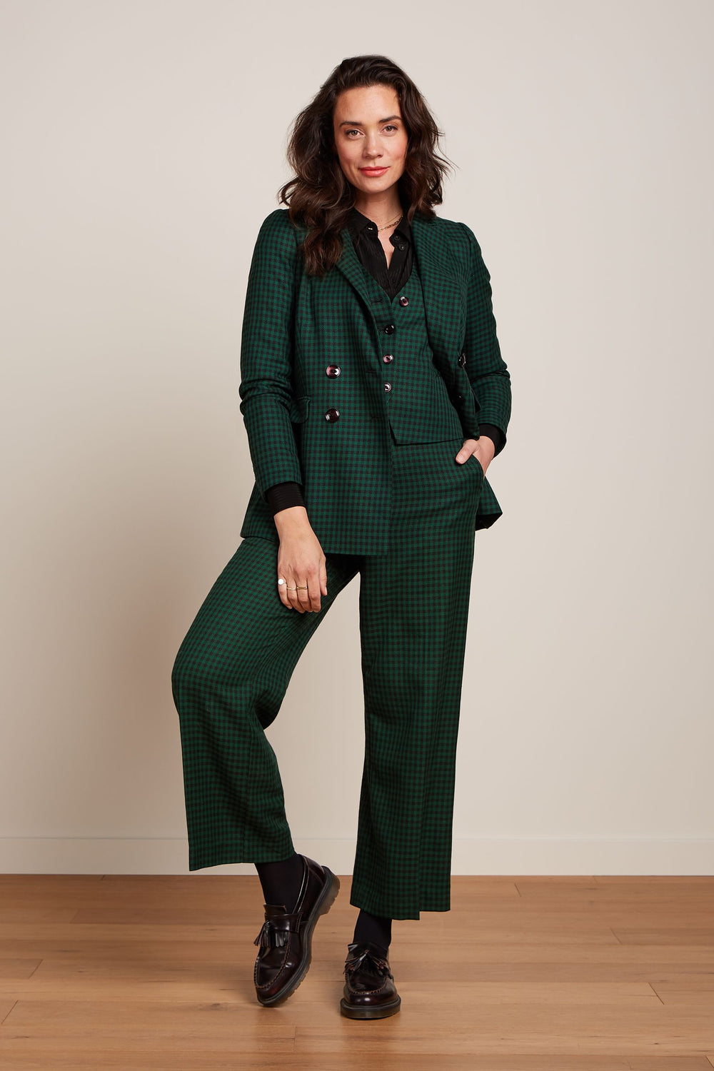 King Louie Tina Blazer Norman Check #farve_avar-green