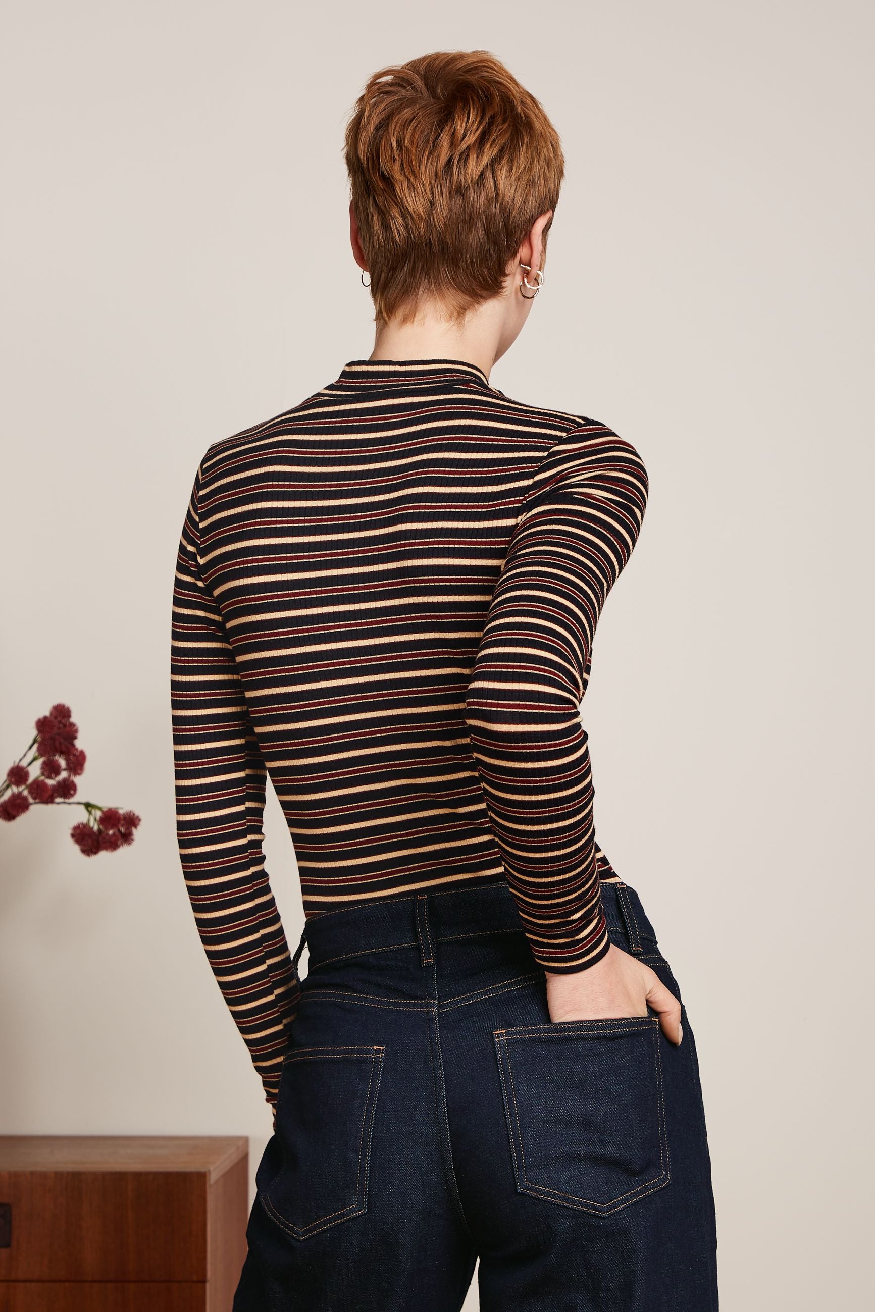 King Louie Turtle Top Pimm Stripe #farve_cabernet-red