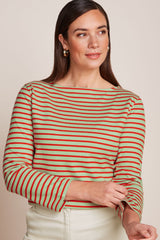 King Louie Boatneck Top Britney Stripe #farve_sprucestone-mint