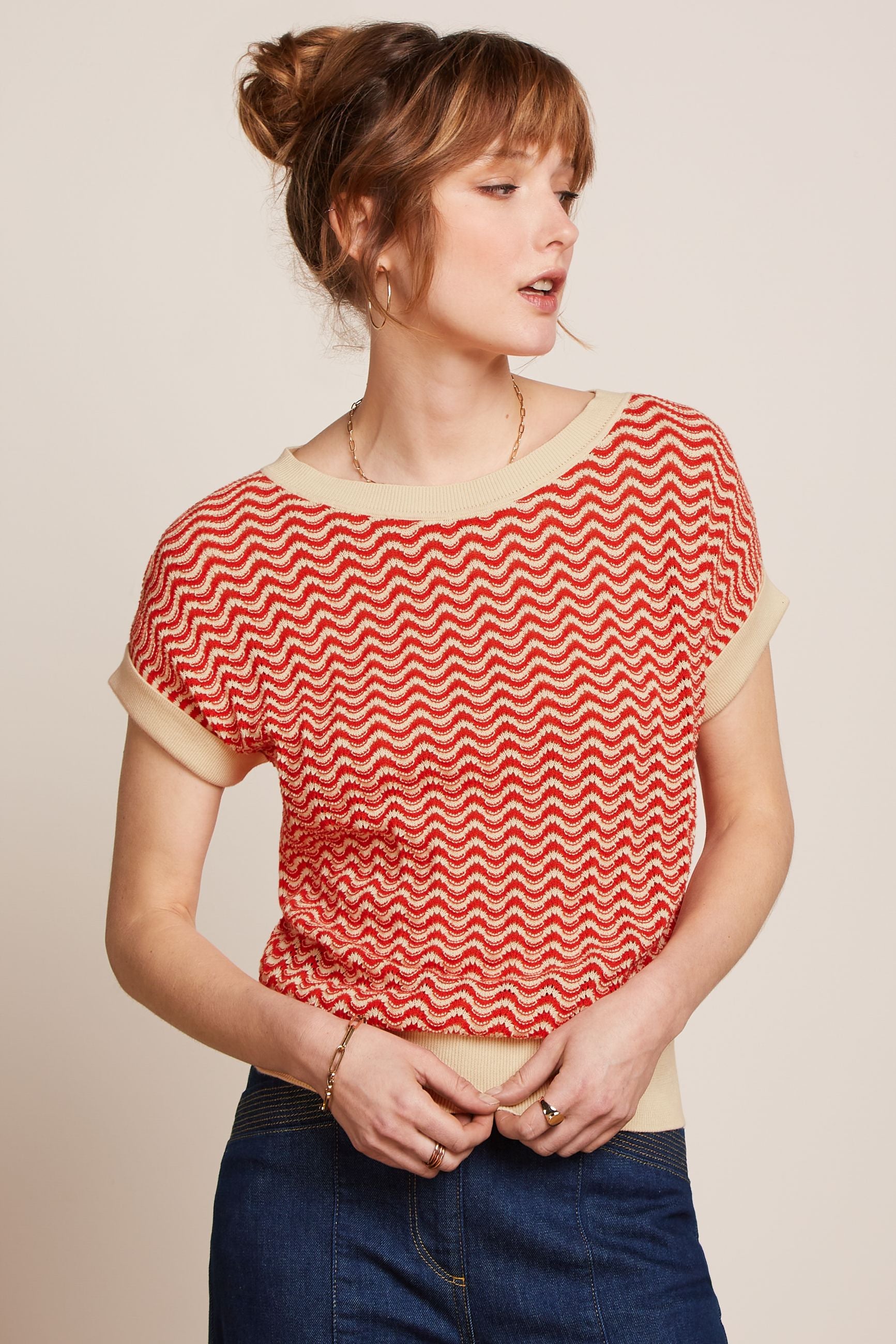 King Louie Boatneck Top Tide #farve_fire-red