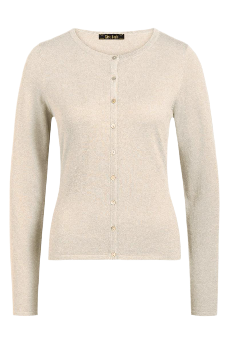 King Louie Cardigan Roundneck Cocoon - Cream Sophies.dk #farve_cream
