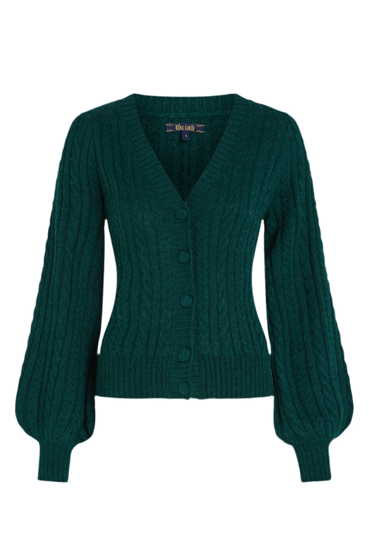 King Louie Cardigan V Farfalle #farve_pine-green