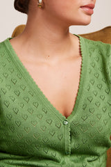 King Louie Cardigan V Heart Ajour #farve_jade-green