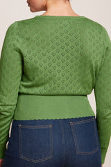 King Louie Cardigan V Heart Ajour #farve_jade-green