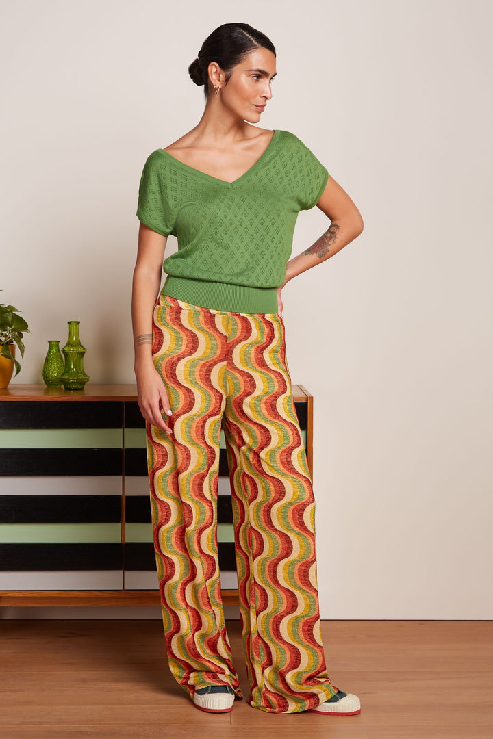 King Louie Double V Top Mateo Knit Jade Green #farve_jade-green