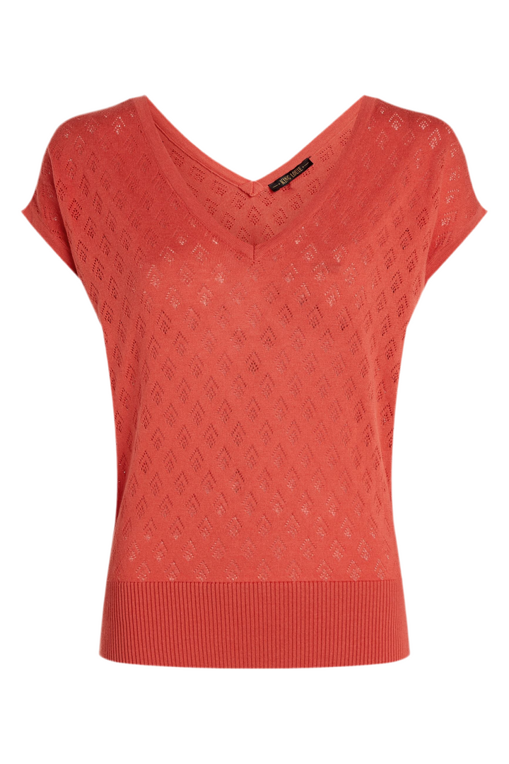 King Louie Double V Top Mateo Knit Tweed Orange #farve_tweed-orange
