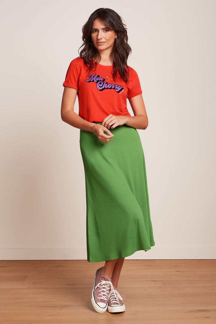 King Louie Juno Midi Skirt Milano Crepe #farve_jade-green