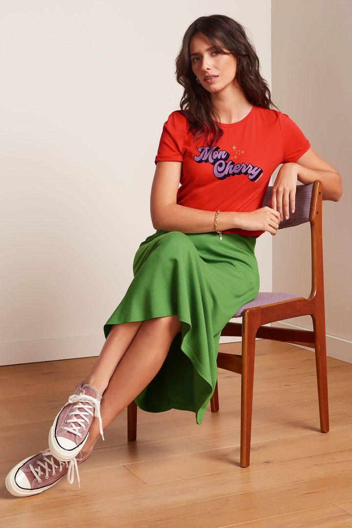 King Louie Juno Midi Skirt Milano Crepe #farve_jade-green
