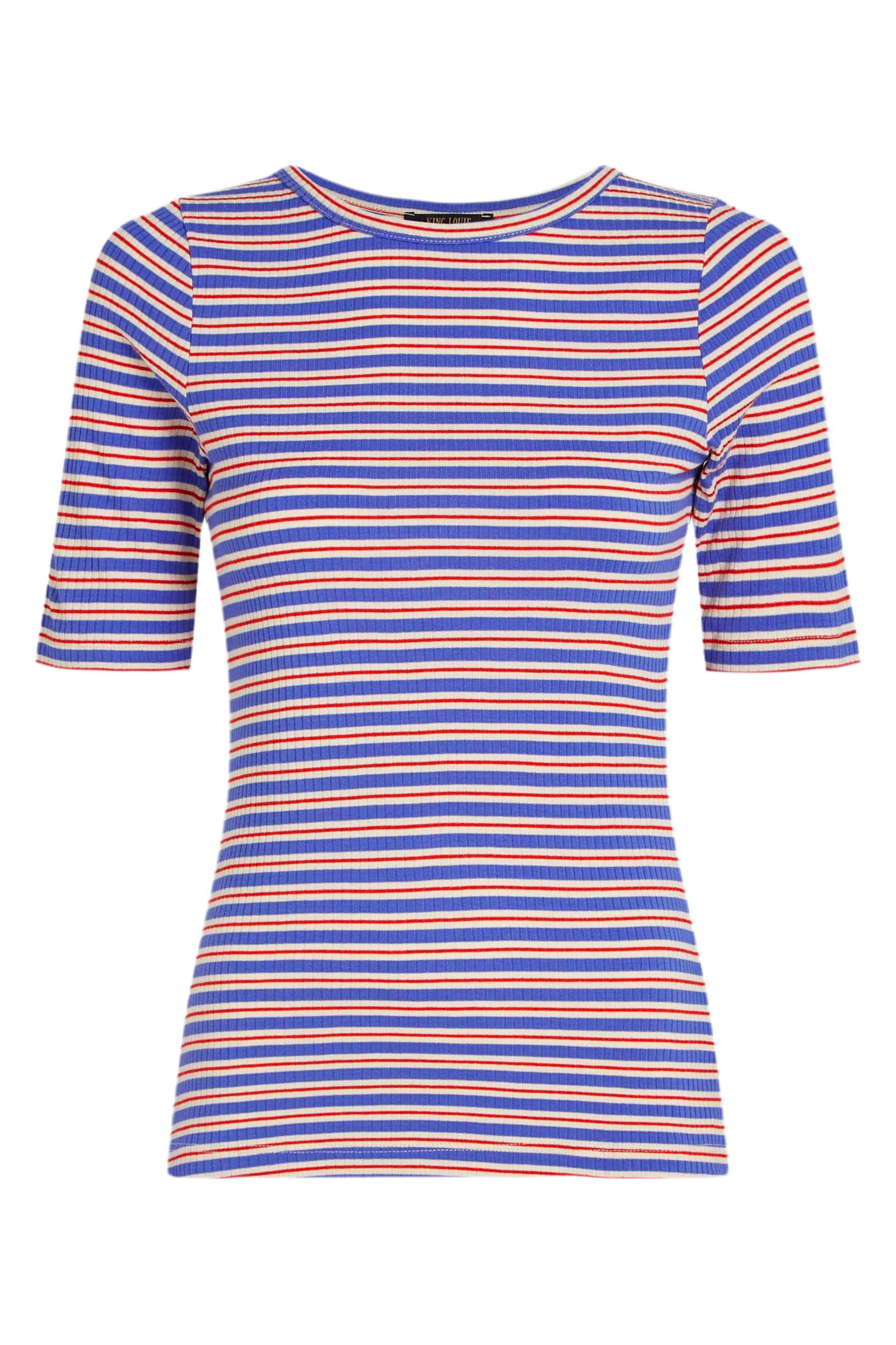 King Louie Lili Tee Surf Stripe Baja Blue #farve_baja-blue