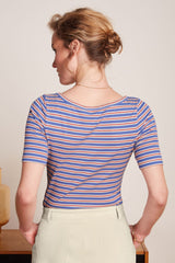 King Louie Lili Tee Surf Stripe Baja Blue #farve_baja-blue