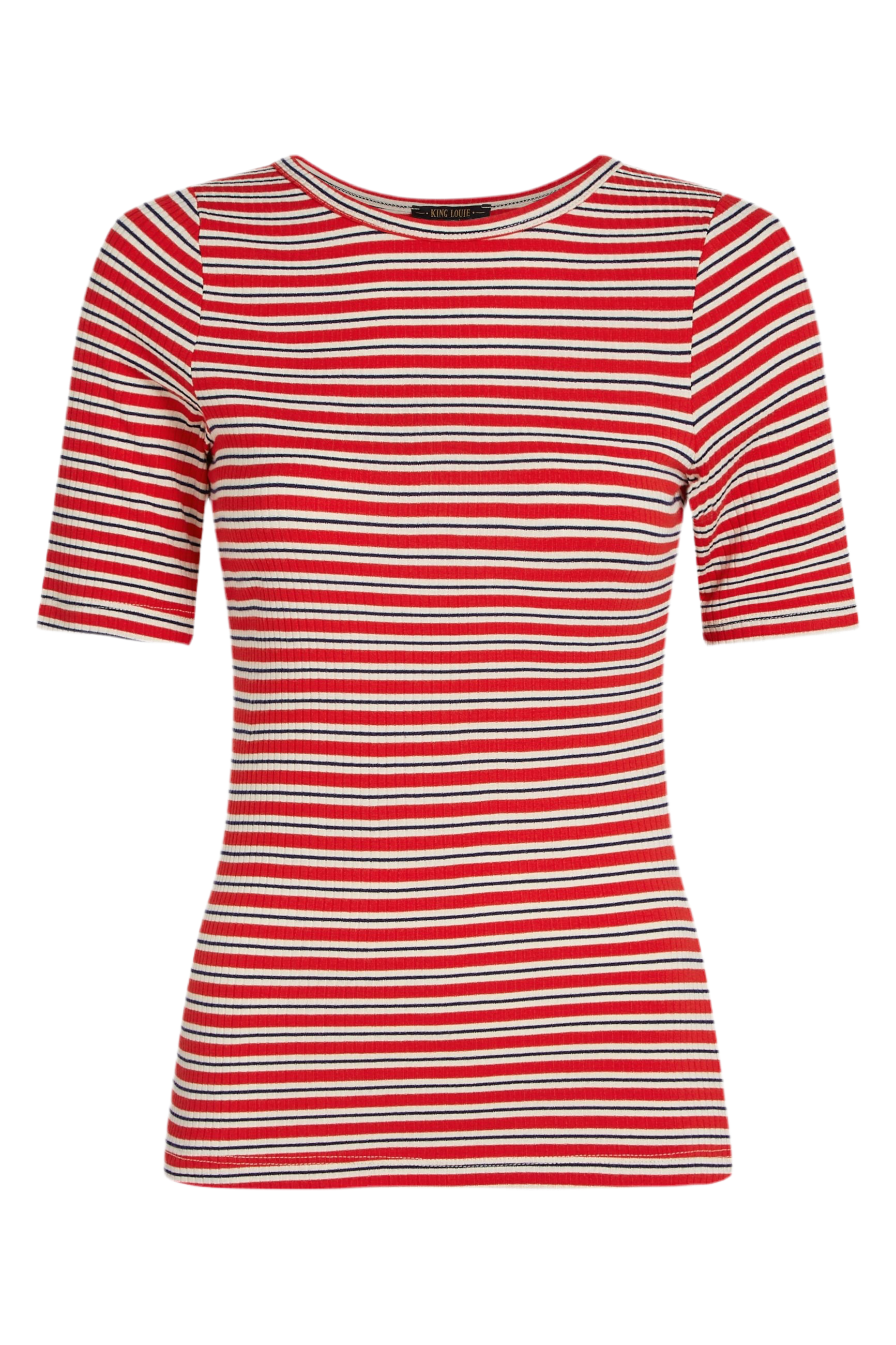 King Louie Lili Tee Surf Stripe Fire Red #farve_fire-red