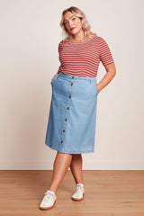 King Louie Lili Tee Surf Stripe Fire Red #farve_fire-red