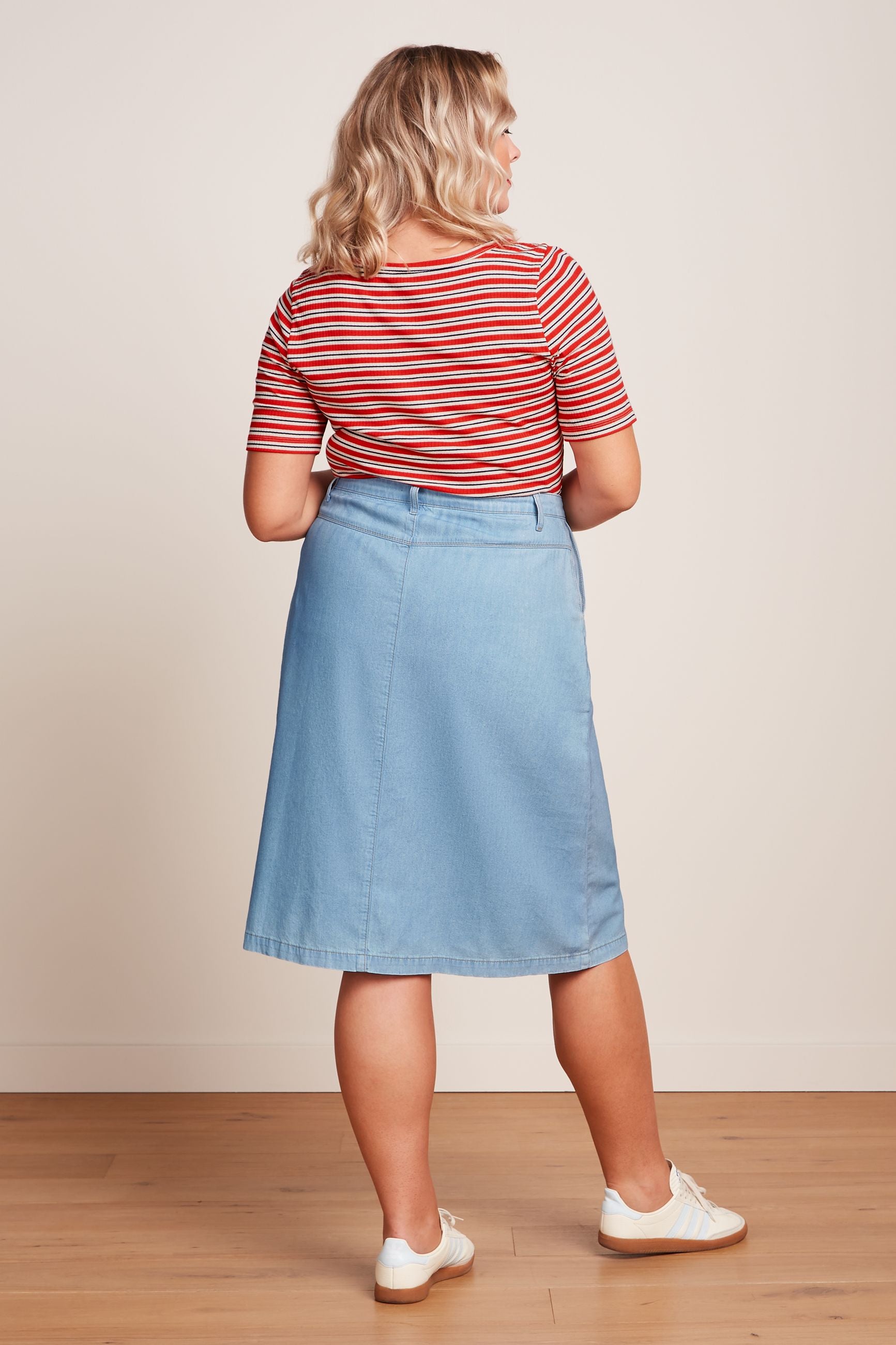 King Louie Lili Tee Surf Stripe Fire Red #farve_fire-red