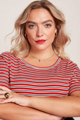 King Louie Lili Tee Surf Stripe Fire Red #farve_fire-red