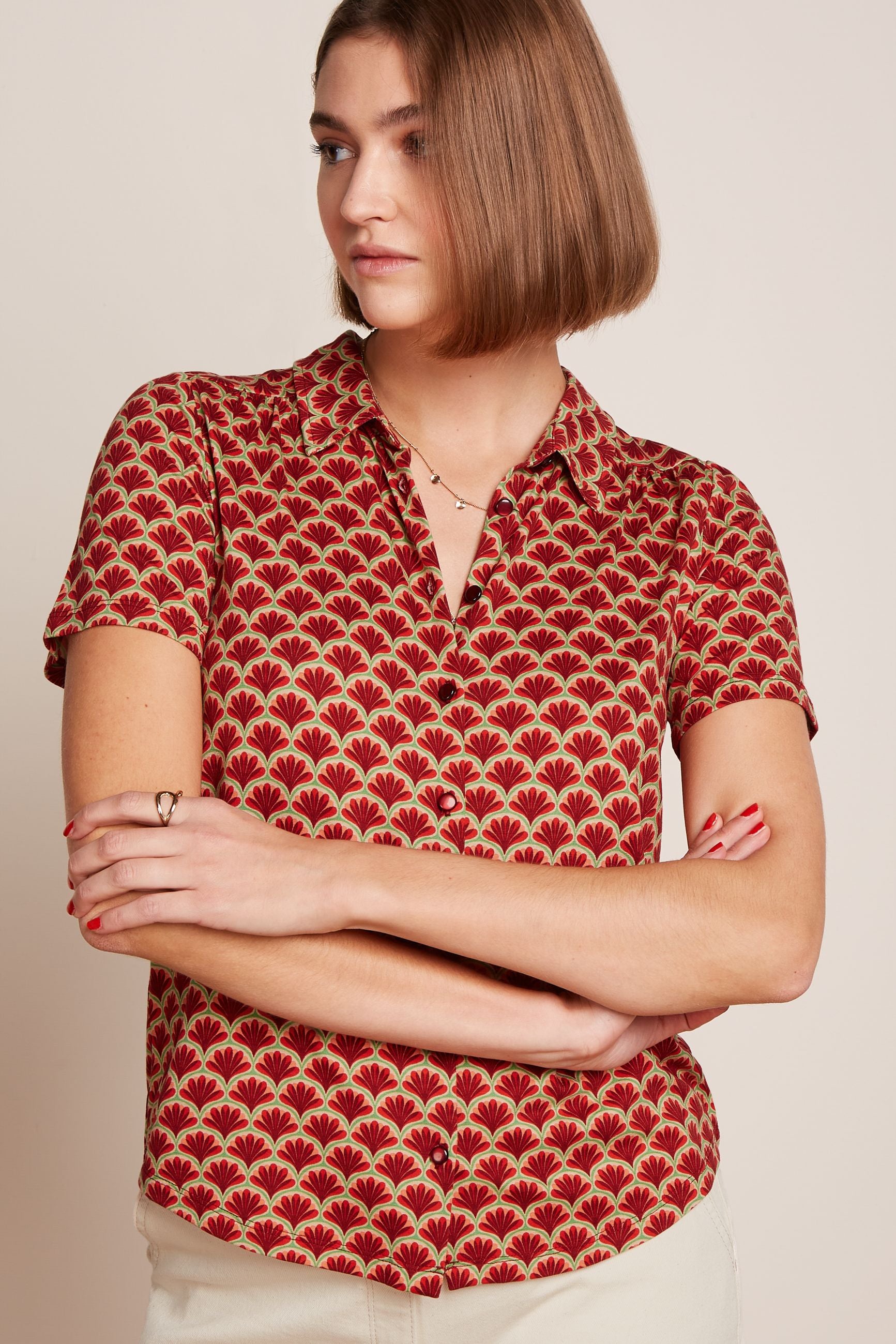 King Louie Maisie Blouse Touche #farve_true-red