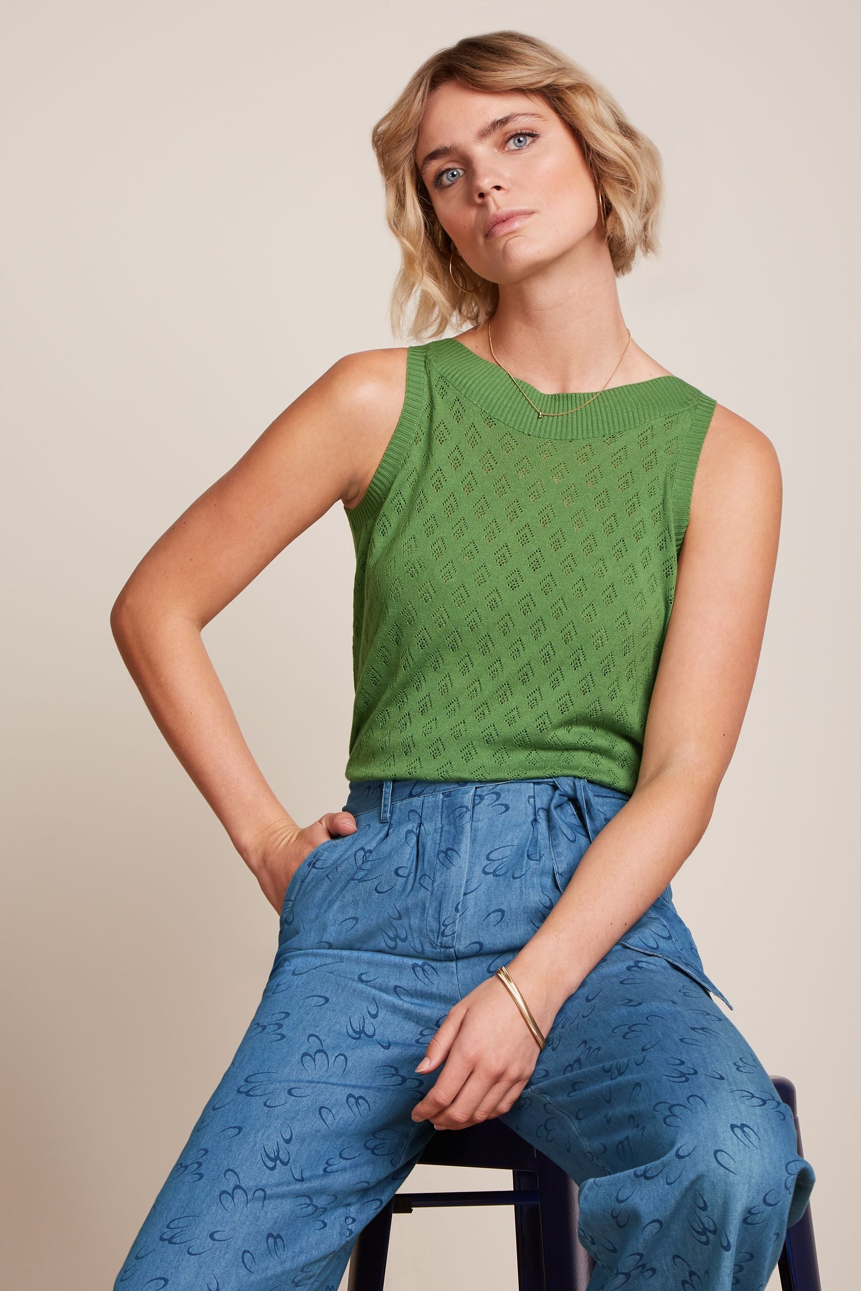 King Louie Nicky Top Mateo Knit Jade Green #farve_jade-green