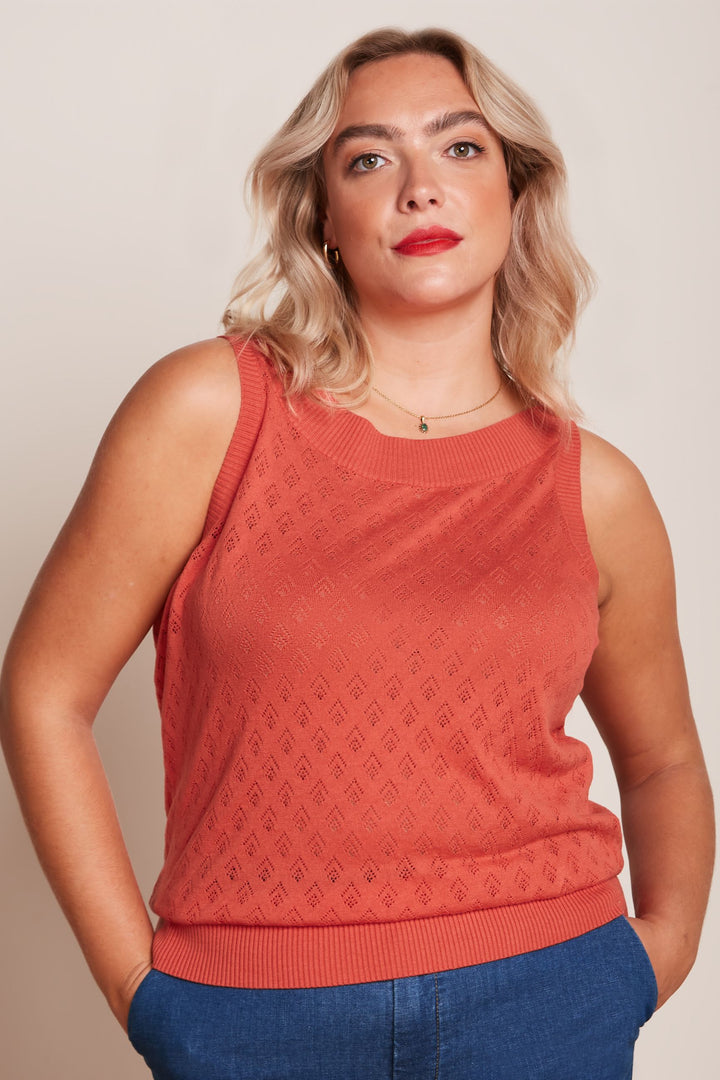 King Louie Nicky Top Mateo Knit Tweed Orange #farve_tweed-orange