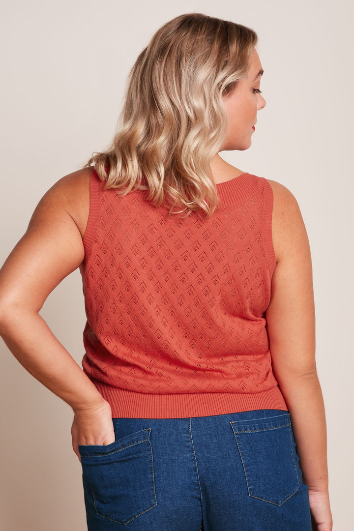 King Louie Nicky Top Mateo Knit Tweed Orange #farve_tweed-orange