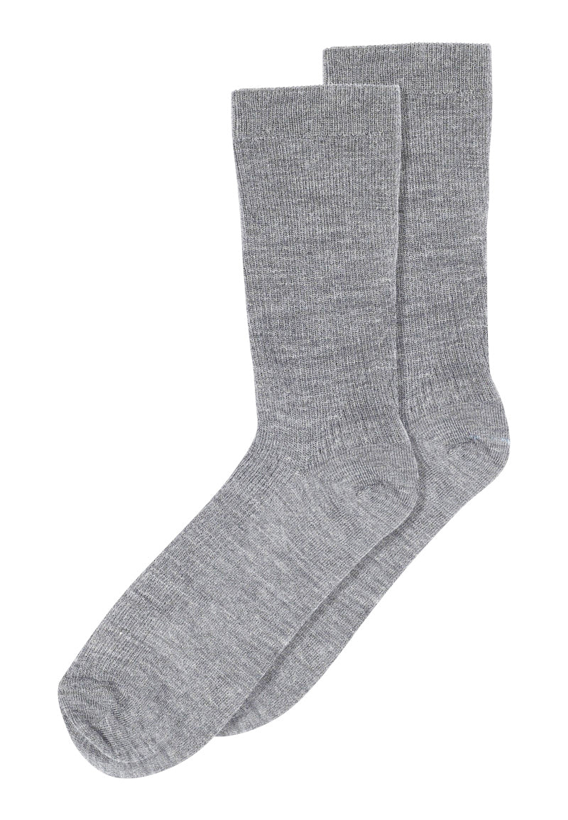 Mp Denmark Fine Wool Rib Socks #farve_grey-melange