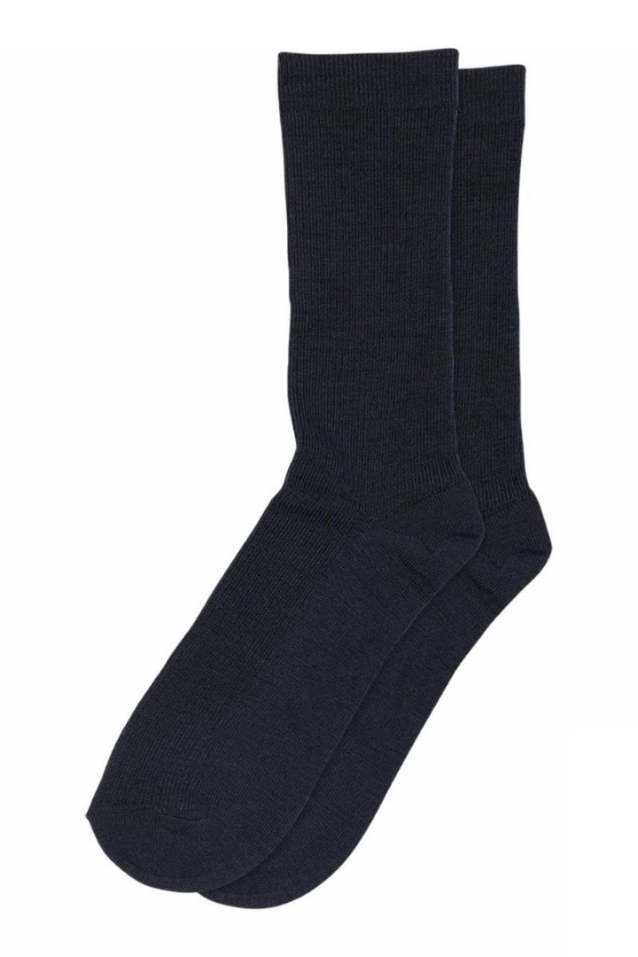 Mp Denmark Fine Wool Rib Socks #farve_navy