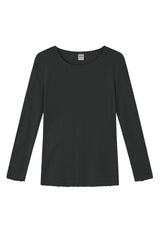 Blusbar Uldbluse Rundhals Langærmet #farve_raven