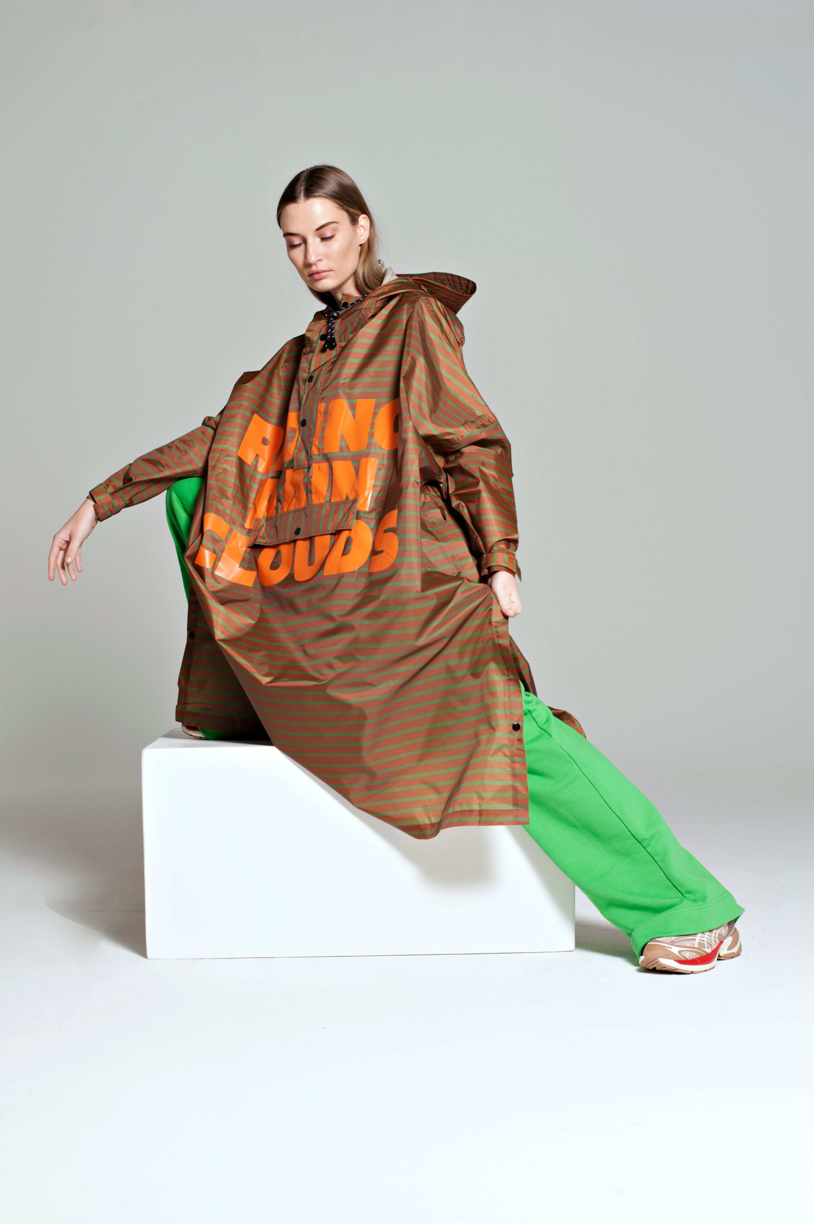 Rainkiss Rain Poncho - Breton Brown Green