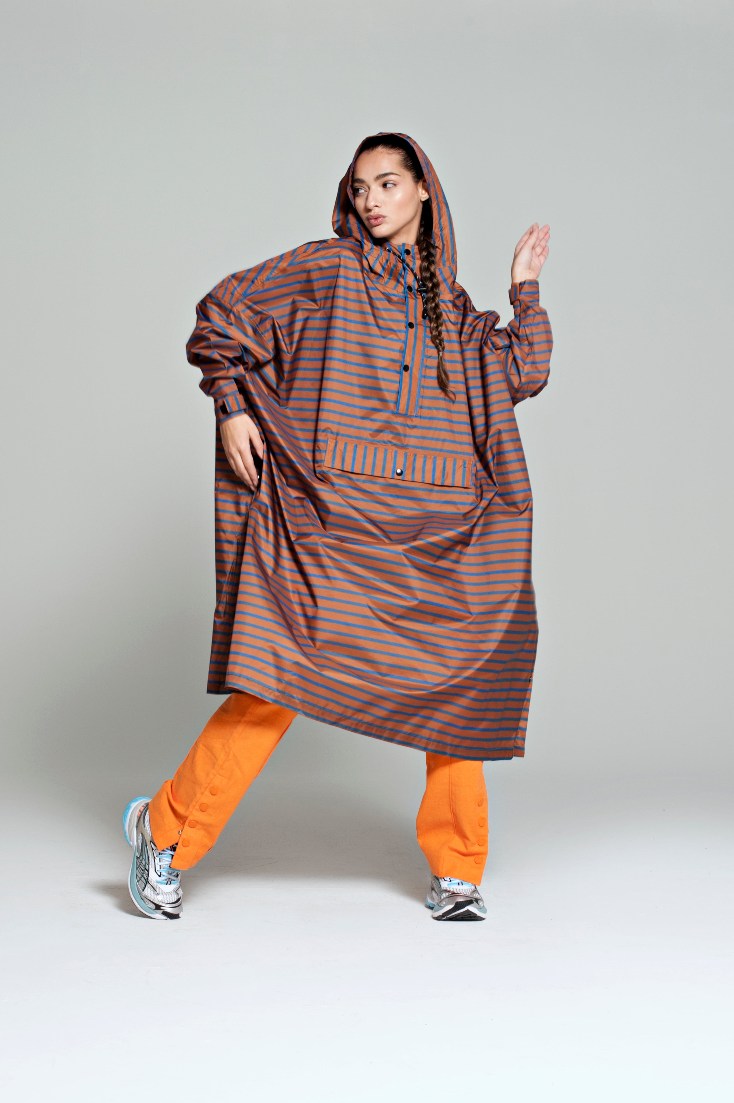 Rainkiss Rain Poncho - Breton Brown Blue
