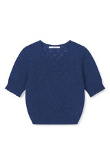 Sibin Linnebjerg Strikbluse Due Top French Blue Blå