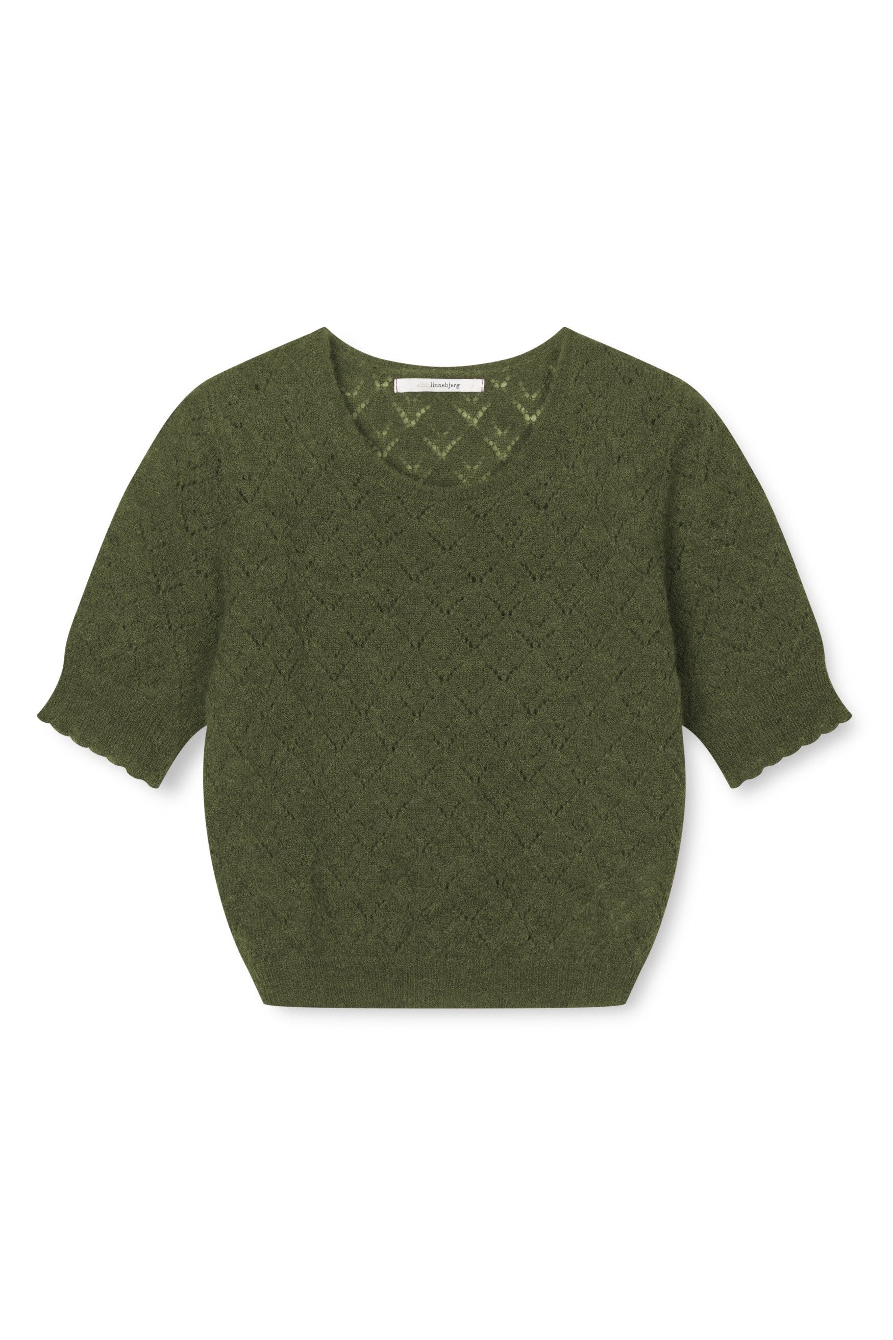 Sibin Linnebjerg Strikbluse Due Top Melange Green Olivengrøn