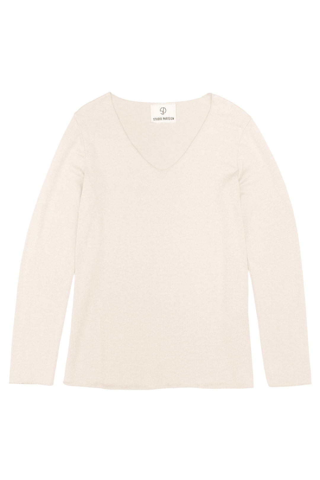 Sophies Langærmet V-hals Top #farve_beige