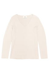 Sophies Langærmet V-hals Top #farve_beige