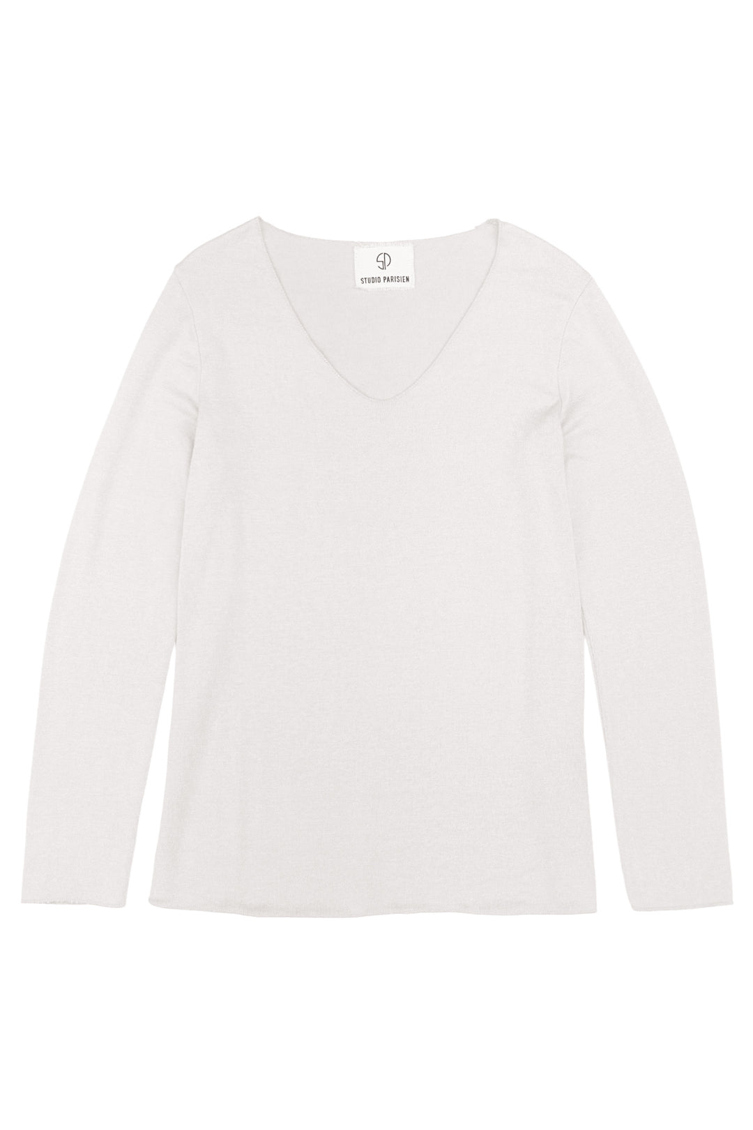 Sophies Langærmet V-hals Top #farve_off-white