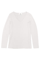 Sophies Langærmet V-hals Top #farve_off-white