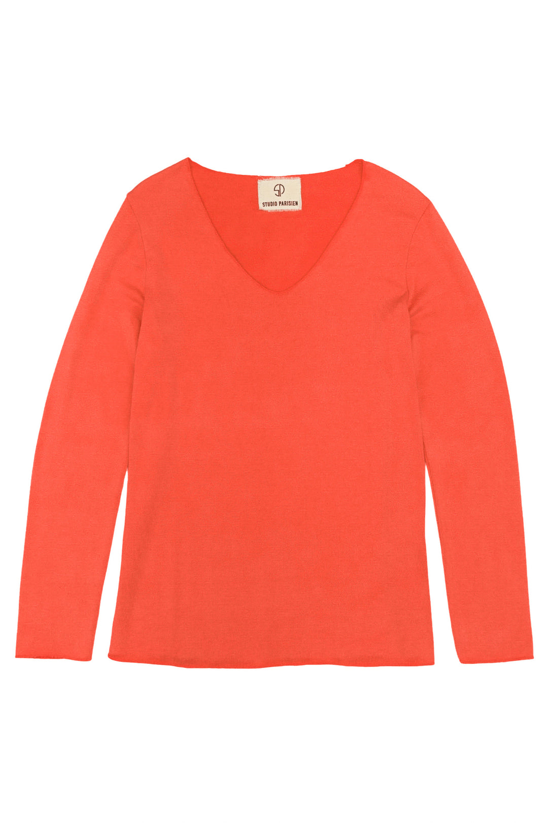 Sophies Langærmet V-hals Top #farve_spicy-orange