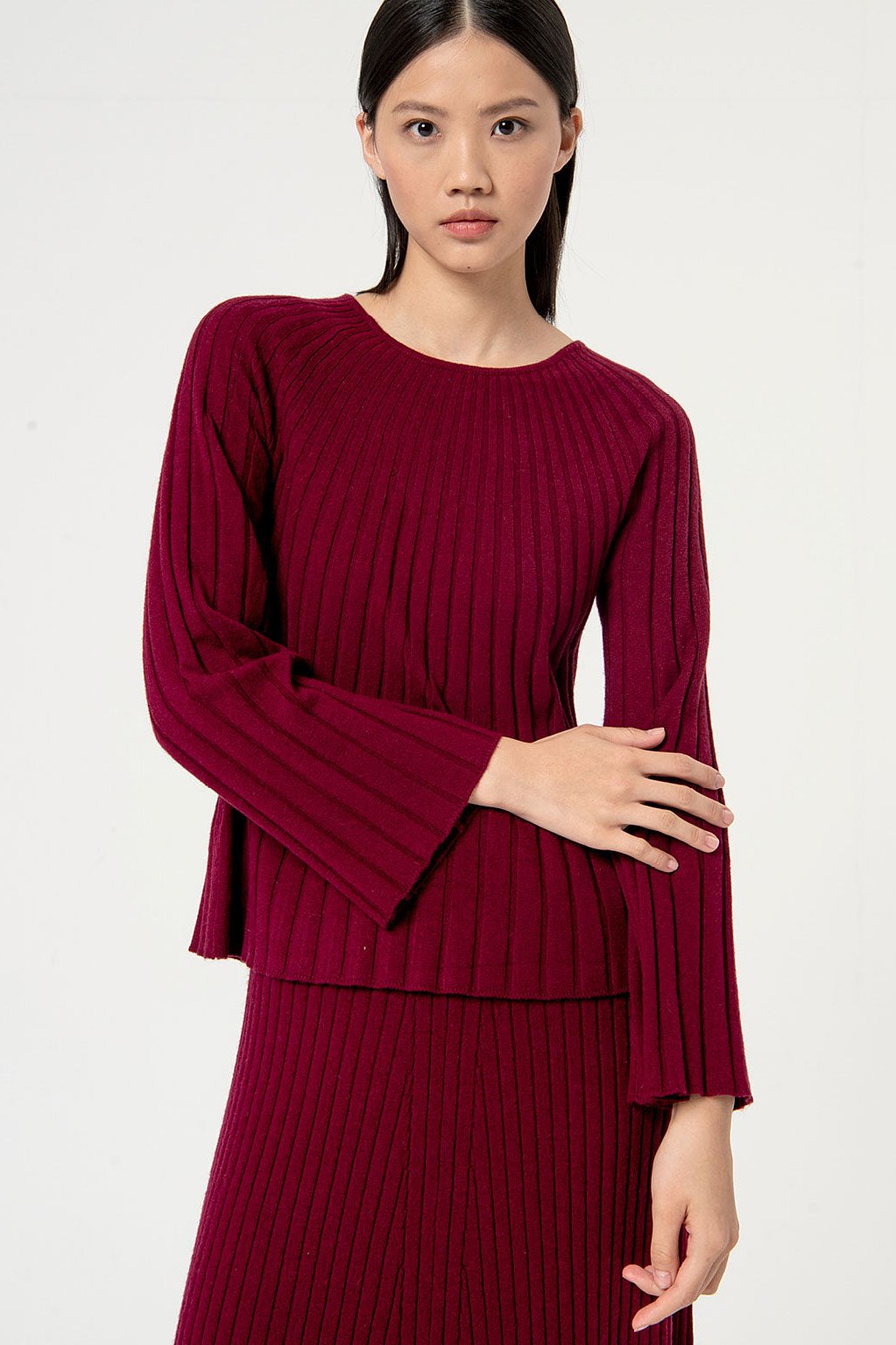 Surkana Neli Sweater Sleeve Evase #farve_bordeaux