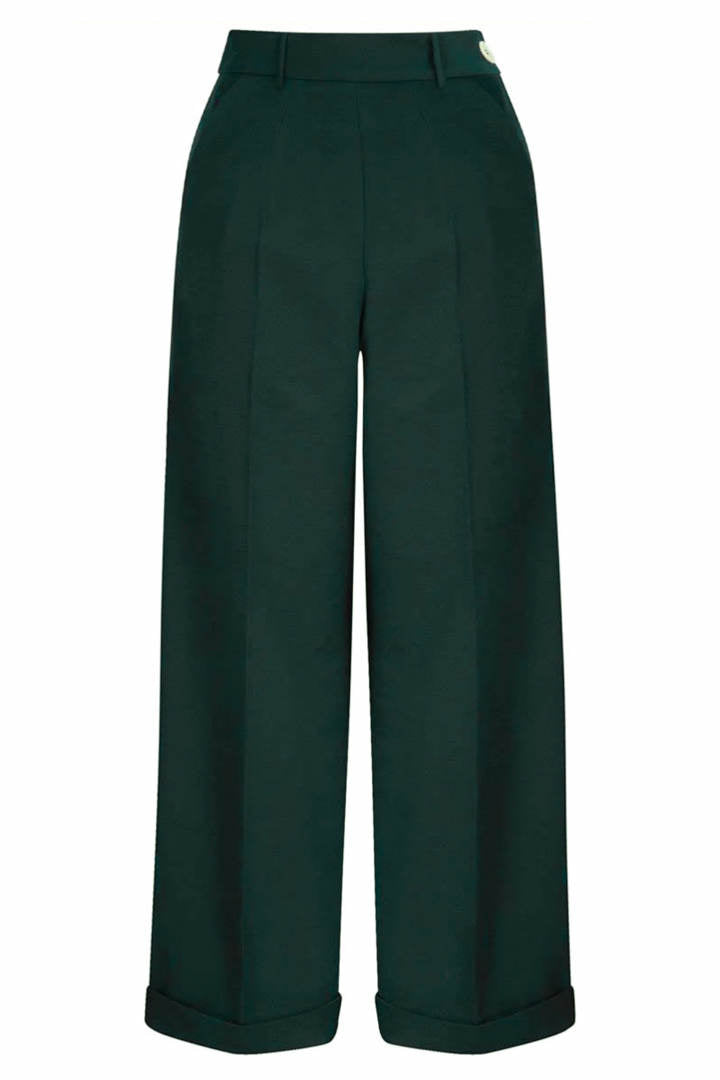 Weekend Doll High Waist Wide Leg Trousers #farve_bottle-green