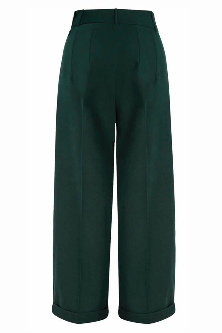 Weekend Doll High Waist Wide Leg Trousers #farve_bottle-green