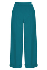 Weekend Doll High Waist Wide Leg Trousers Teal #farve_teal