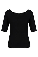 Zilch Bambus Top Trekvartærmer Black #farve_black