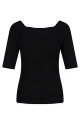 Zilch Bambus Top Trekvartærmer Black #farve_black