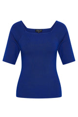 Zilch Bambus Top Trekvartærmer Royal Blue #farve_royal-blue