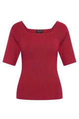 Zilch Bambus Top Trekvartærmer Ruby #farve_ruby