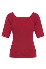 Zilch Bambus Top Trekvartærmer Ruby #farve_ruby